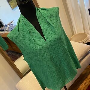 CAbi green silk-blend sleeveless blouse, size large.